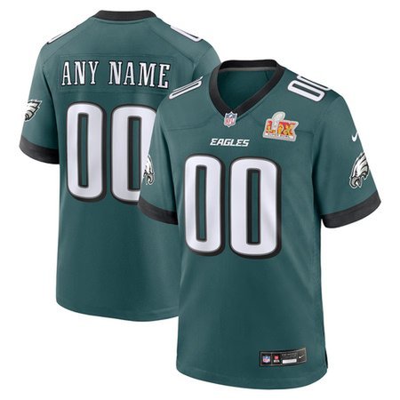 Men's Philadelphia Eagles Nike Midnight Green Super Bowl LIX Custom Game Jersey